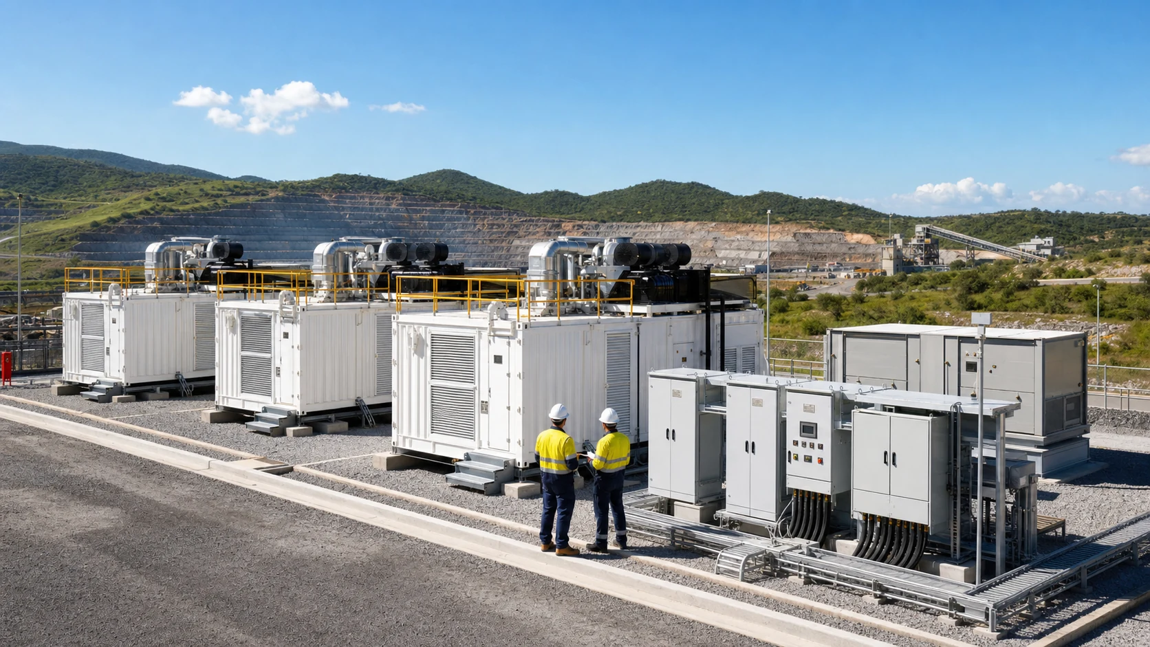 Clean modern parallel generator system at a mine site